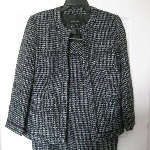 Focus 2000 2-Piece Suit Size 6 Jacket Skirt Suit Set Black/White